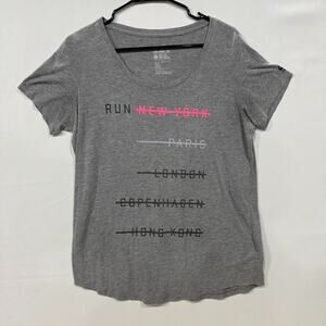 Nike Track & Field Gray‎ Graphic T-Shirt Run Cities Athletic Cut Women's Large